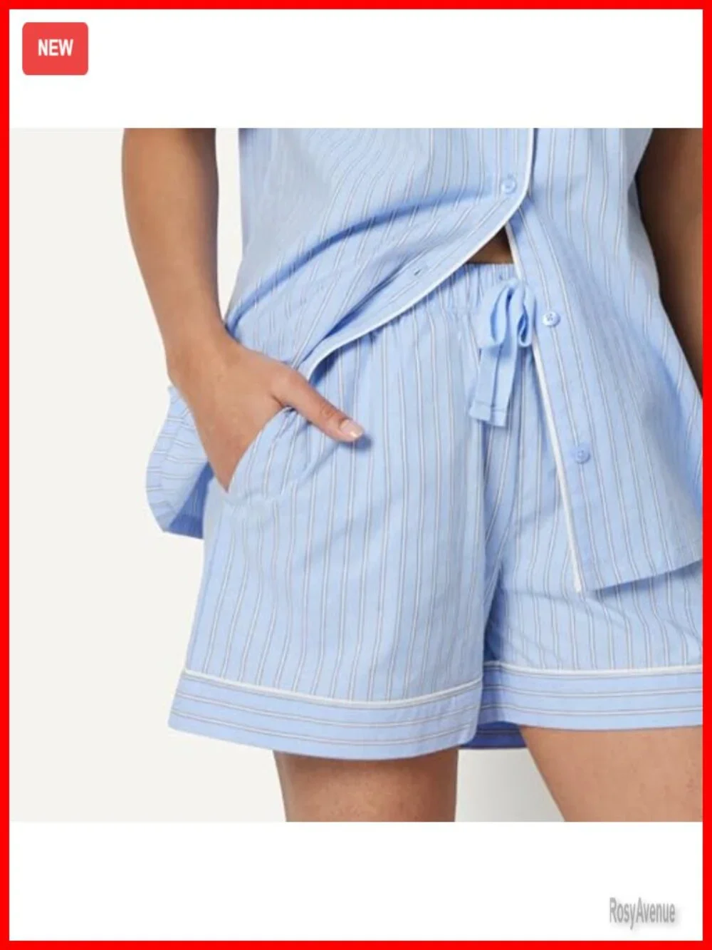 Cotton Stretch Poplin Pajama Set, Short Sleeve Button-Down with Shorts